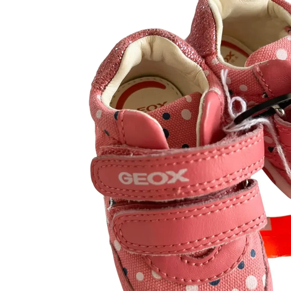 Geox Respira girls Pink Polka Dot first walker Low Top Trainer shoes size 19 NWT